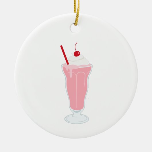 Aardbes Milkshake Keramisch Ornament (Voorkant)