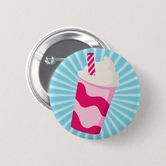 Aardbes Milkshake Ronde Button 5,7 Cm (Voorkant /achterkant)