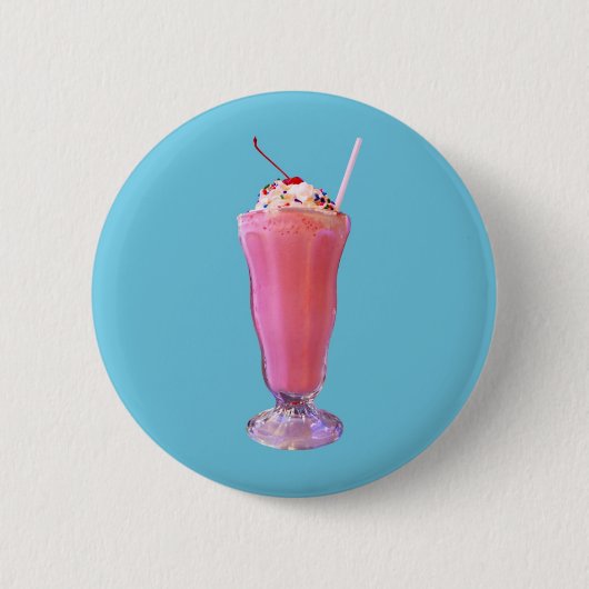 Aardbes Milkshake Ronde Button 5,7 Cm (Voorkant)