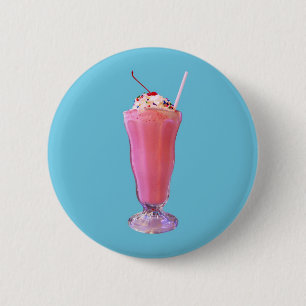 Aardbes Milkshake Ronde Button 5,7 Cm