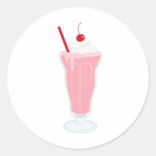 Aardbes Milkshake Ronde Sticker
