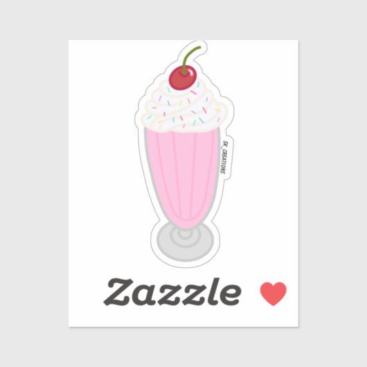 Aardbes Milkshake Sticker (Vel)