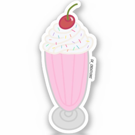 Aardbes Milkshake Sticker (Voorkant)