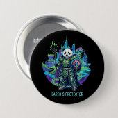 Aardbeschermer Panda Ridder | Solarpunk Eco Ronde Button 7,6 Cm (Voorkant /achterkant)