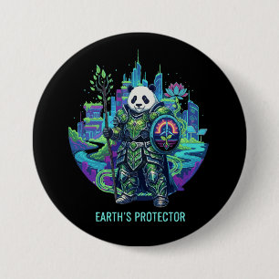 Aardbeschermer Panda Ridder Solarpunk Eco Ronde Button 7,6 Cm