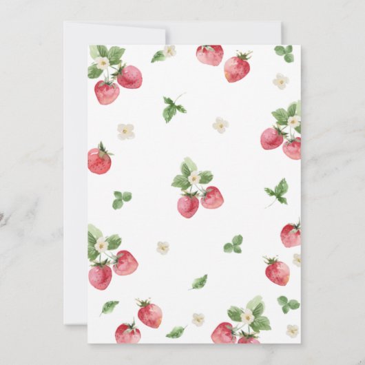 Aardbessen, eerste verjaardag, uitnodiging (Achterkant)