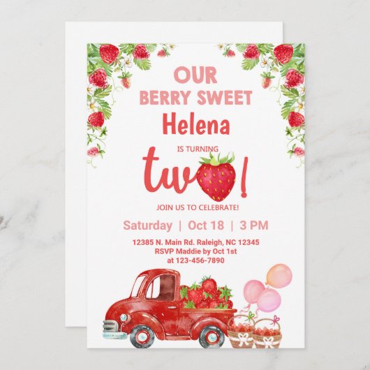 Aardbessen zijn een uitnodiging voor het vieren va (Voorkant / Achterkant)