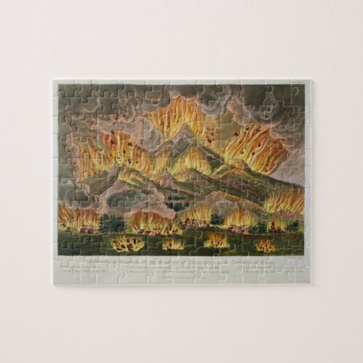 Aardbeving en onderbreking van de berg Asama-y Legpuzzel (Horizontaal)