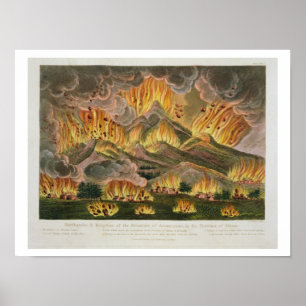 Aardbeving en onderbreking van de berg Asama-y Poster