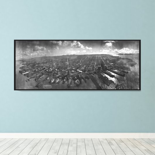 Aardbeving San Francisco Ruins of Panorama van 190 Canvas Afdruk (Insitu (Houten vloer))
