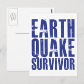Aardbeving Survivor - blauw Briefkaart (Voorkant / Achterkant)