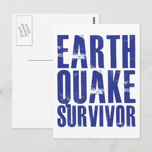 Aardbeving Survivor - blauw Briefkaart (Voorkant / Achterkant)