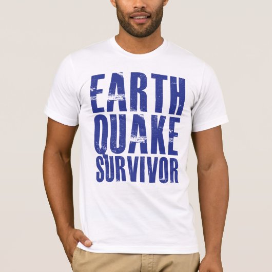 Aardbeving Survivor - blauw T-shirt (Voorkant)