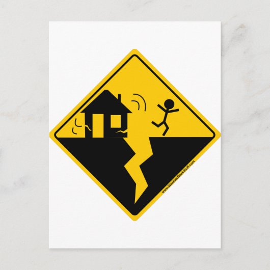 Aardbeving Waarschuwing Merchandise and Clothing Briefkaart (Voorkant)