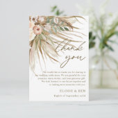Aardbevruchte Pampas Grass Floral Wedding Bridal Bedankkaart (Staand voorkant)