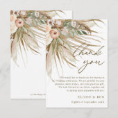 Aardbevruchte Pampas Grass Floral Wedding Bridal Bedankkaart (Voorkant / Achterkant)