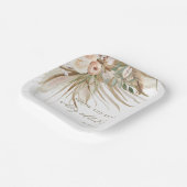 Aardbevruchte Pampas Grass Floral Wedding Bridal Papieren Bordje (Gebogen)