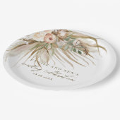 Aardbevruchte Pampas Grass Floral Wedding Bridal Papieren Bordje (Gekanteld)