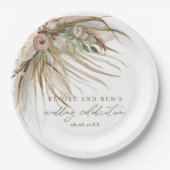 Aardbevruchte Pampas Grass Floral Wedding Bridal Papieren Bordje (Voorkant)