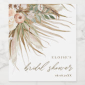 Aardbevruchte Pampas Grass Floral Wedding Bridal Wijn Etiket (Enkel label)