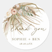 Aardbevruchte Pampas Grass Floral Wedding Favor Ronde Sticker (Voorkant)