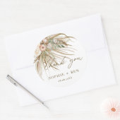 Aardbevruchte Pampas Grass Floral Wedding Favor Ronde Sticker (Envelop)