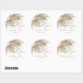 Aardbevruchte Pampas Grass Floral Wedding Favor Ronde Sticker (Vel)