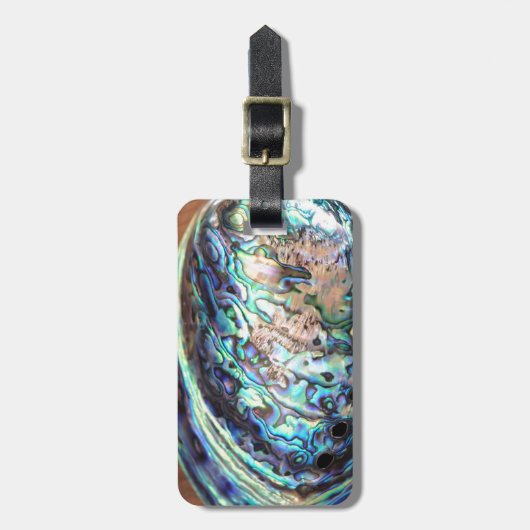 Aardblauw en groene schelpdieren bagagelabel (Voorkant verticaal)