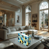 Aardblauw & Goud Abstracte Geometrische Gift Bag Groot Cadeauzakje