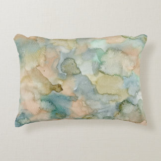 Aardblauwe groene Abstracte Waterverf Accent Kussen