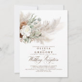 Aardbloemen en Pampas Grass Wedding Reception Kaart (Voorkant)