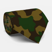 Aardbruin en bosgroen camouflage stropdas (Opgerold)