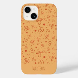 Aardbruin Herfst paddenstoelenpatroon Case-Mate iPhone 14 Hoesje