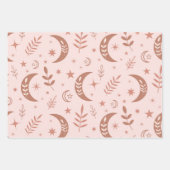 Aardbruin maanpatroon op room inpakpapier vel (Voorkant 3)