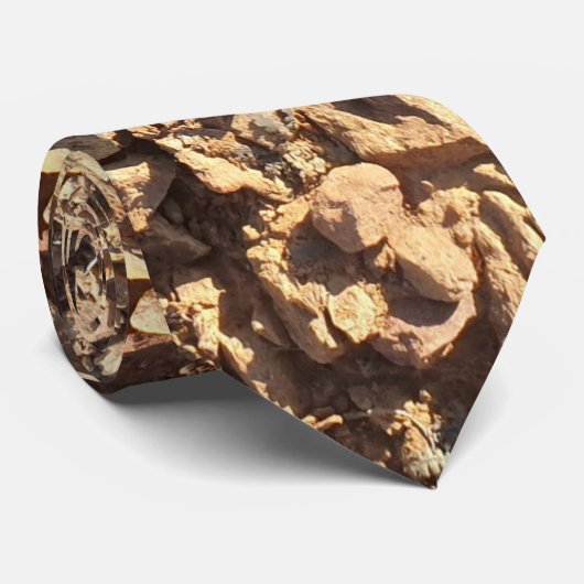 Aardbruin rotsachtig terrein in Sandy Beige Stropdas (Opgerold)