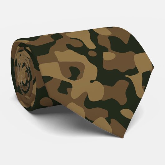 Aardbruin, zwart camouflage camo patroon stropdas (Opgerold)