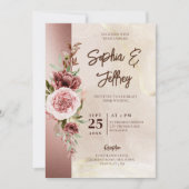Aardbruine herfst rozen bruiloft kaart (Voorkant)