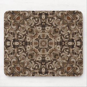 Aardbruine Spiraalmandala met Houtnerfeffect Muismat