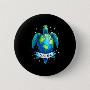 Aarddag 2025 Herstel Aarde Zee Aarddag Schildpad Ronde Button 5,7 Cm