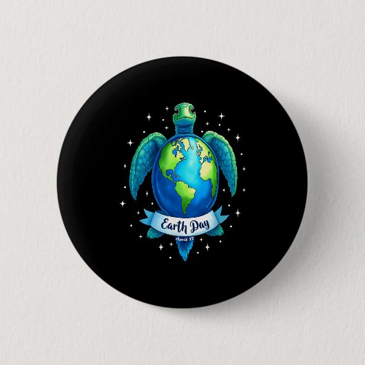 Aarddag 2025 Herstel Aarde Zee Aarddag Schildpad Ronde Button 5,7 Cm (Voorkant)