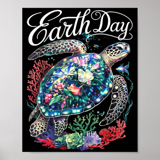 Aarddag 2025 zeeschildpad herstel aarde red de poster (Voorkant)