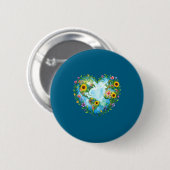 Aarddag 2026 bloemhart planeet moeder ronde button 5,7 cm (Voorkant /achterkant)