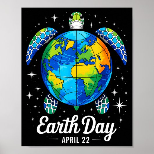 Aarddag 2026 Herstel Aarde Zee Aarddag Schildpad Poster (Voorkant)