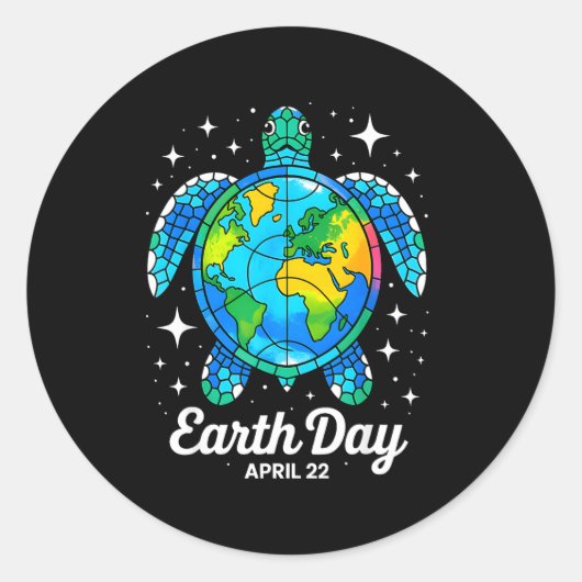 Aarddag 2026 Herstel Aarde Zee Aarddag Schildpad Ronde Sticker (Voorkant)