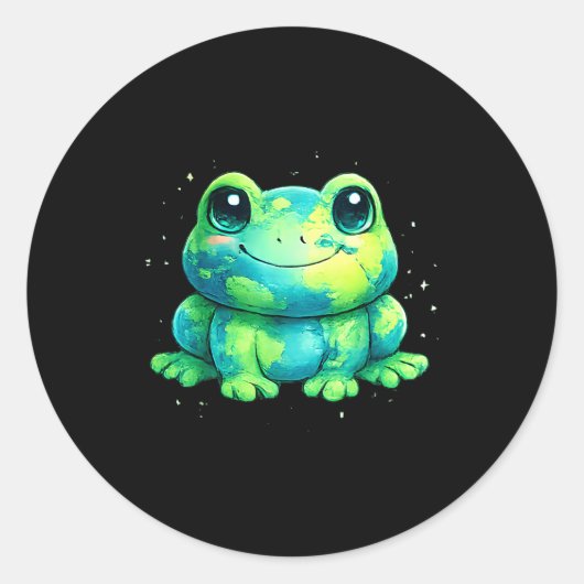 Aarddag 2026 kikker kunst  ronde sticker (Voorkant)
