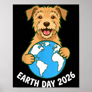 Aarddag 2026 Schattige Terrier Hond Omhelst Wereld Poster