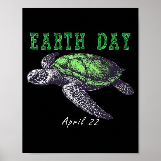 Aarddag 22 april zeeschildpad aarddag red de poster (Voorkant)