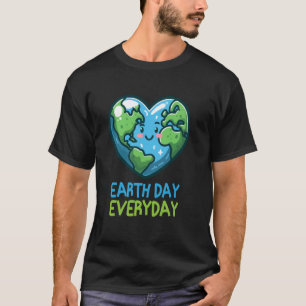 Aarddag elke dag 2025 ontwerp hartvormige aarde t-shirt
