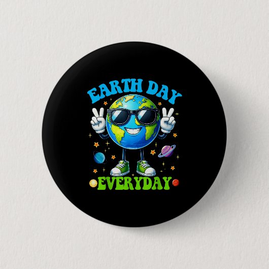 Aarddag elke dag milieu recycle planeet mannen ronde button 5,7 cm (Voorkant)