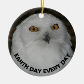 Aarddag elke dag Sneeuwuil Keramisch Ornament (Voorkant)